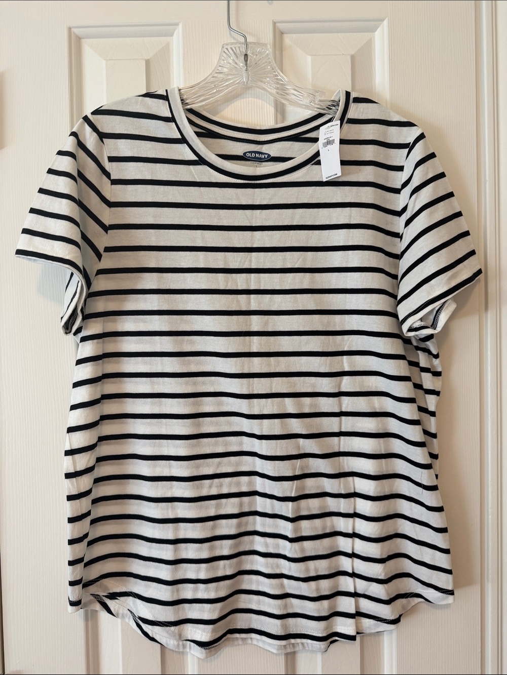 Old Navy Navy and White Striped Short Sleeve Tee